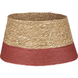 Decoratiune baza brad Craciun, Ø 50 cm x H 26 cm, natur/rosu