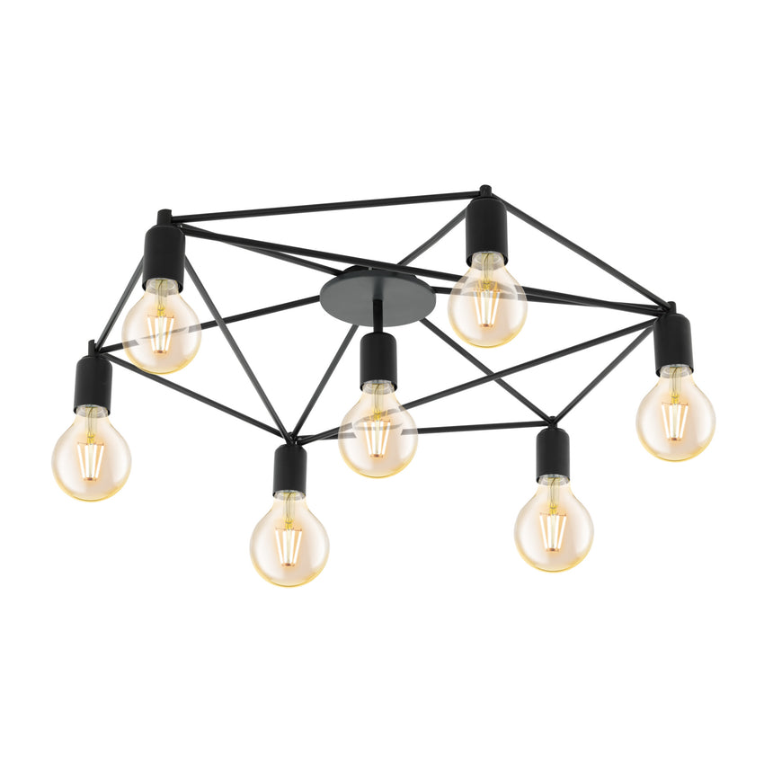 Plafoniera STAITI E27, 97904, Metal, Negru, 7X60W