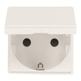 Priza simpla cu impamantare ABB Zenit 2CLA228810N1101, 2 module, capac de protectie, alba