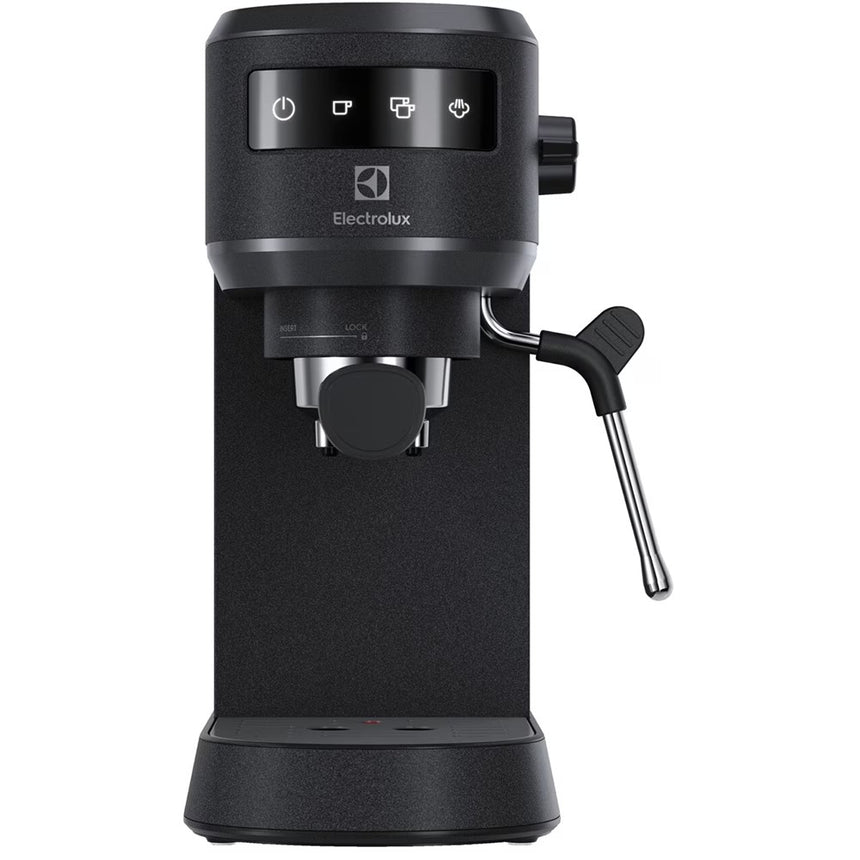 Espressor manual Electrolux Explore 6 E6EC1-B6ST, 1400W, 15 bar, 1l, suport incalzit pentru cesti, tehnologie Thermo-Block pentru incalzire rapida, Auto-Shot Volume Control, optiune apa fierbinte, notificare decalcifiere, negru