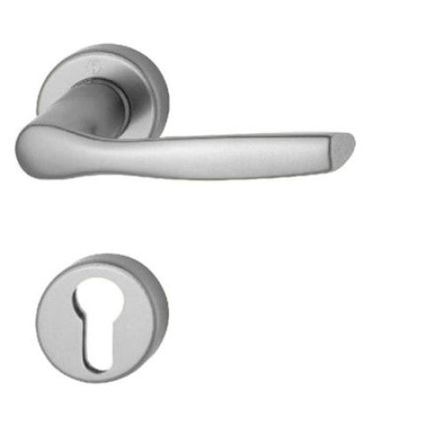 Maner usa interior, Hoppe Milano, cu rozeta pentru cilindru, material aluminiu, culoare argintiu, 119 x 44 mm