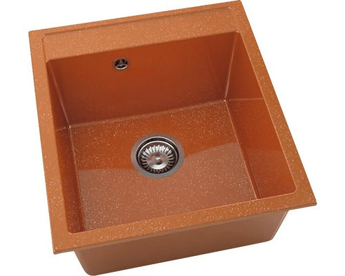 Chiuveta Bucatarie Cu O Cuva Fat Avangard 224 51x46 Cm, Fara Picurator, Marmura Compozita Silver Orange