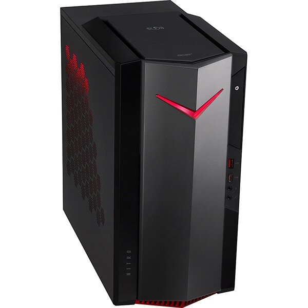 Sistem Desktop PC ACER Nitro 50, Intel Core i7-11700F pana la 4.9GHz, 16GB, SSD 512GB, NVIDIA GeForce RTX 3060 Ti 8GB, Windows 10 Home, Negru