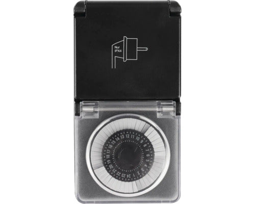Priza Programabila Mecanic 3500w, Unitate Minima 30 Minute, Pentru Exterior Ip44, Negru
