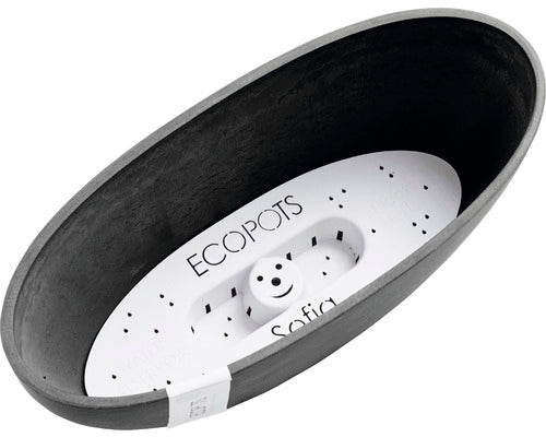 Ghiveci Ecopots Sofia Cu Sistem De Irigare Plastic 30x13x13, 5 Cm Gri Inchis