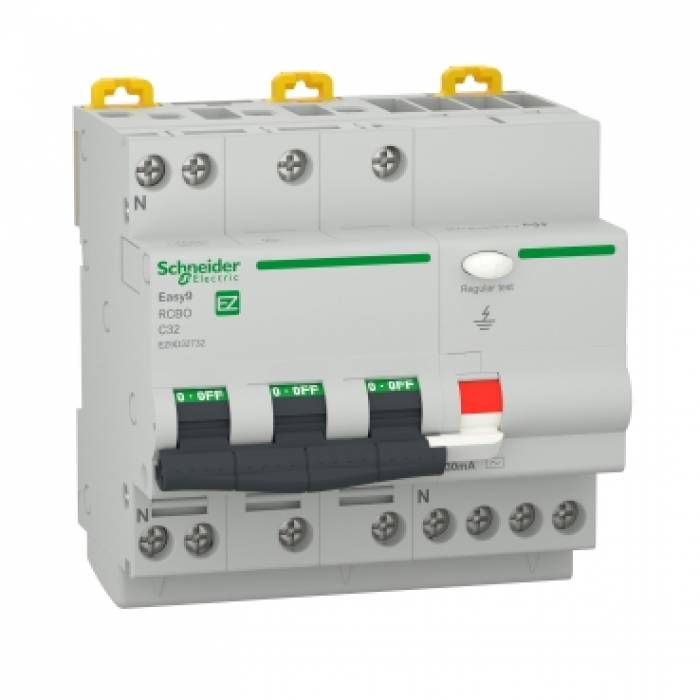 Siguranta electrica automata diferentiala Schneider Electric Easy9 EZ9D32732, 3P+N, 4,5kA/30mA, caracteristica C, 32A
