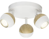 Plafoniera Cu Spoturi Scan Gu10 3x3w, Becuri Led Incluse, Alb/lemn Natur