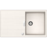Chiuveta granit Schock Tia D-100 Cristadur Polaris 860 x 500 mm cu sifon automat, granit, reversibila, montare pe blat, alb polar