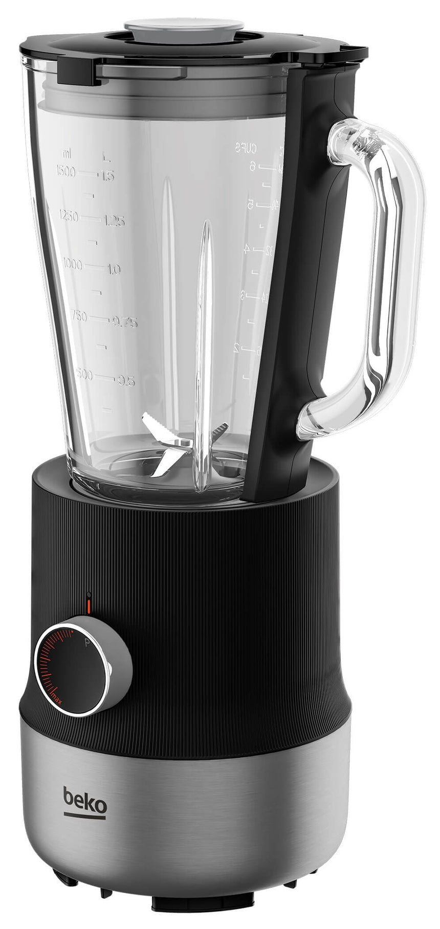 Blender BEKO TBN81808BX, 1.5l, 800W, 6 Trepte Viteza, Negru-Argintiu