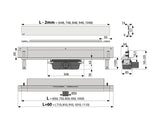 Rigola Dus cu Gratar Plin APZ5 SPA-SHADE 650 mm Instalare in Perete, Gri