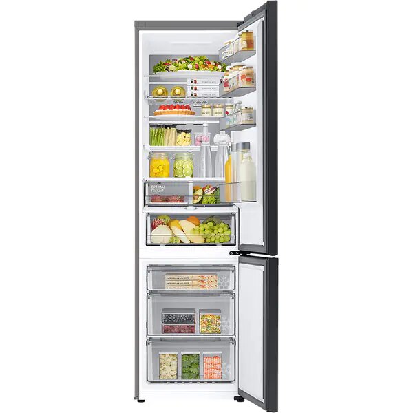 Combina frigorifica Samsung RB38A7B6AB1/EF, Bespoke, 387 l, No Frost, Clasa A, Twin & Metal Cooling, Cool Select+, Digital Inverter, Raft sticle, H 203 cm, Dark Inox