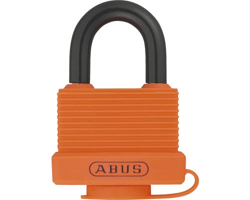 Lacat Alama Plastifiata Abus Outdoor Security 50mm, Belciug Ø8mm, 2 Chei, Portocaliu