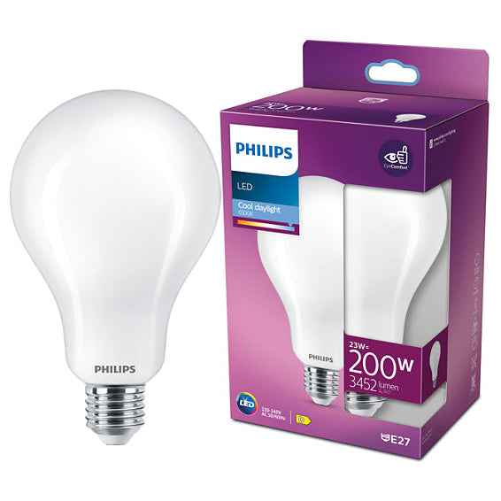 Bec LED Philips Classic A95, 23W (200W), 3452 lm, lumina naturala rece (6500K), clasa energetica D