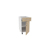 Corp Baza haaus Karo, 1 Sertar, 1 Usa, Lemn Natural/Alb, 40 x 50 x 80 cm