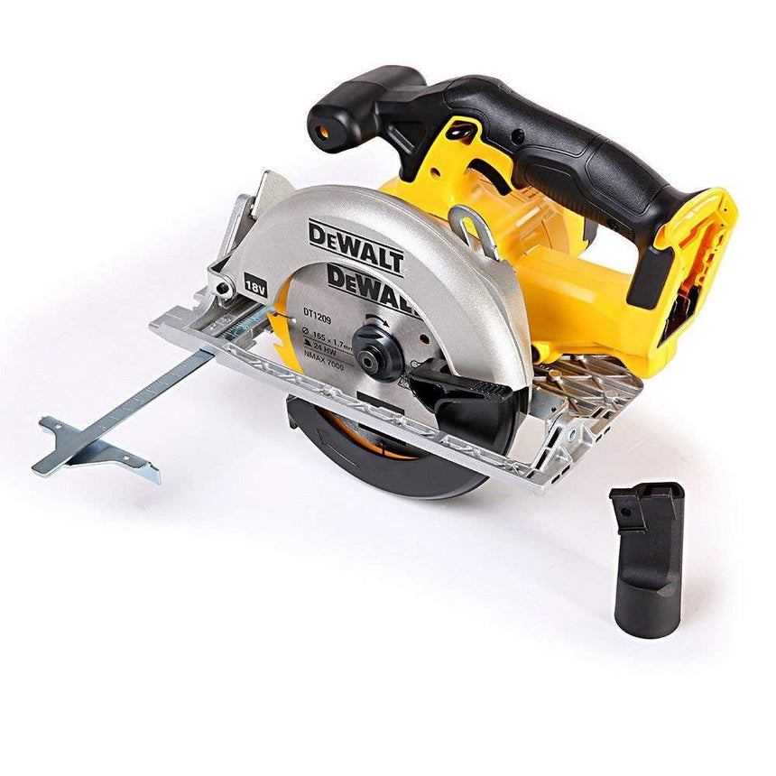 Fierastrau circular profesional pe acumulator DeWALT DCS391N, 18 V XR, diametru disc 165 mm, compatibil cu acumulatori Li-Ion, disc carbura, cheie hexagonala, duza evacuare praf incluse, fara incarcator/acumulator