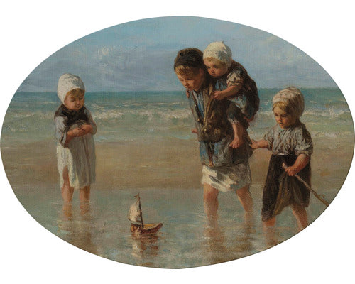 Tablou Canvas Oval Children Of The Sea Jozef Israëls 70x50 Cm