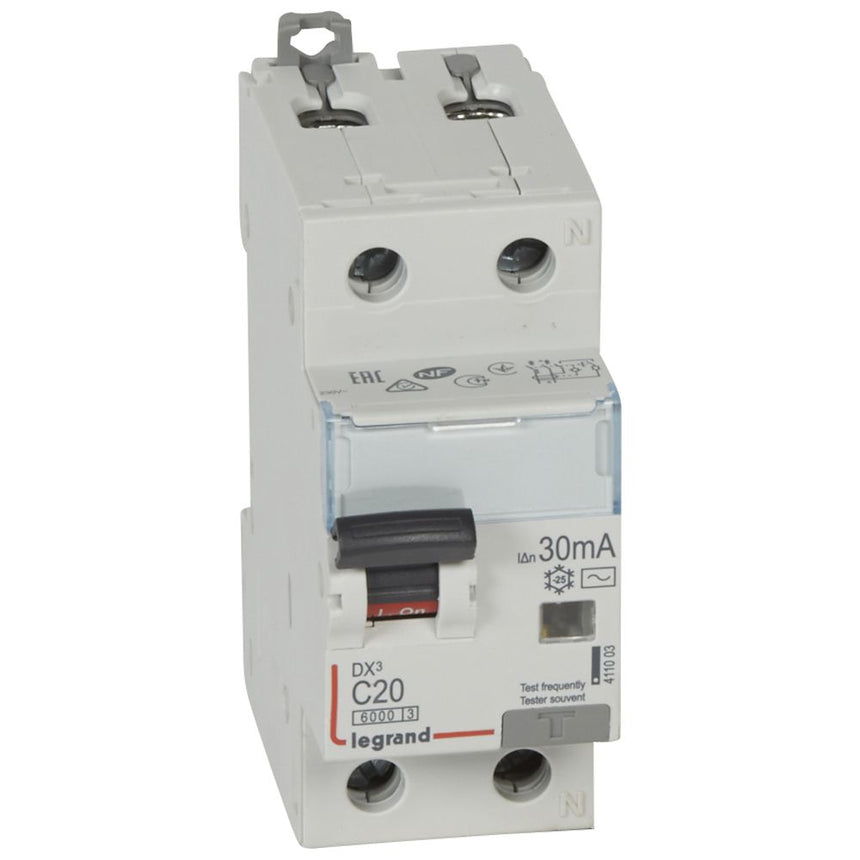 Intreruptor Automat Diferential Combinat 20A 1P+N C 30mA AC 6kA 2MW - LEGRAND DX3