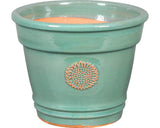 Ghiveci Cu Model Floarea-soarelui Lafiora 36 Cm H 29 Cm Ceramica Verde