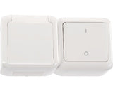 Intrerupator Bipolar si Priza Legrand Forix Ip44 Alb, Montaj Aplicat Orizontal