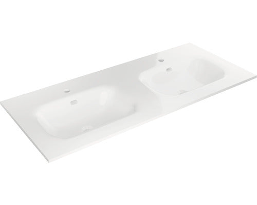 Lavoar ceramica Jungborn Sedici 121 cm, 2 cuve, alb lucios