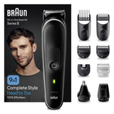 Aparat de tuns multifunctional Braun MGK5420, Wet&Dry, 9-in-1, 2 piepteni ficsi, 4 piepteni, 1 mini aparat de ras, autonomie 100 minute, Saculet de voiaj, Negru/Alb