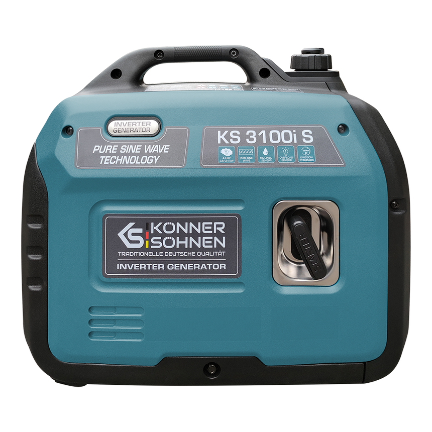 Generator inverter Konner Sohnen KS 3100i S, 3100 W, pentru casa, rulota, camping, benzina, silentios, motor KS 160i, protectii automate, indicator tensiune, mod economic, bobinaj 100% cupru