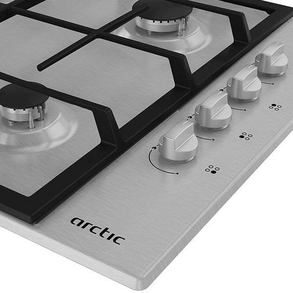 Plita incorporabila ARCTIC ARGW64125SX, Gaz, 4 arzatoare, Wok, Aprindere electrica, Inox