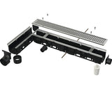 Rigola Polipropilena Alca AVZ103-R104 1000x143x148 mm Gratar Otel Galvanizat Scurgere Verticala Ø110 mm si Orizontala Ø 50/75 mm C 250