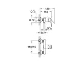Baterie dus monocomanda GROHE Start Loop crom