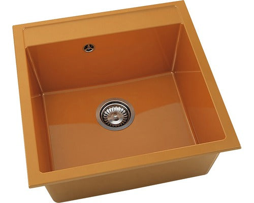 Chiuveta Bucatarie Cu O Cuva Fat Avangard 225 51x51 Cm, Fara Picurator, Marmura Compozita Orange