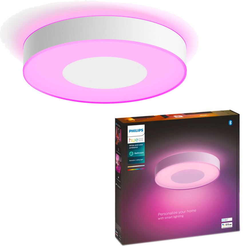 Plafoniera LED inteligenta Philips Hue Xamento, Bluetooth, 52.5W, 3700 lm, lumina ambianta alba si colorata, 42.5cm, Alb, clasa energetica G