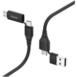 Cablu Incarcare Hama, 4in1 USB-A/C/micro-USB, 1.5m, Negru