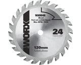 Disc Debitare Worx Wa5046 Ø120x1,2x9,5 Mm, 24 Dinti Din Tungsten-carbid, Pentru Fierastraie Circulare Mini