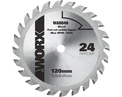 Disc Debitare Worx Wa5046 Ø120x1,2x9,5 Mm, 24 Dinti Din Tungsten-carbid, Pentru Fierastraie Circulare Mini