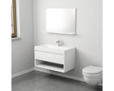 Set Mobilier Baie Esma 85, Include Baza Lavoar si Lavoar Ceramic, 85 cm, Alb