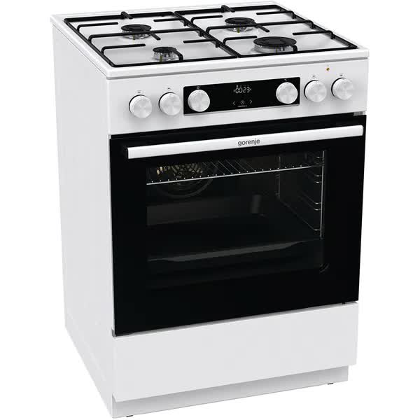 Aragaz GORENJE GKS6C70WJ, 4 Arzatoare, Gaz, Electric, L 60 cm, Grill, Alb
