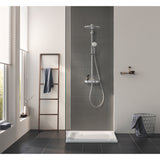 Sistem de dus cu termostat Grohe Euphoria SmartControl 310 Duo, montare aparenta, butoane push&turn, dus de mana inclus, 2 functii, CoolTouch, anti-calcar, etajera, crom