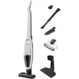 Aspirator vertical Electrolux Seria 500 ES52HB25SH, 25.2V, 2000 mAh, 3 trepte de putere, perie multisuprafete PowerPro cu lumina LED, perie BedPro+ cu lumina UV pentru tapiterie, duza cu peri fini pentru mobila, autonomie max 55 min, alb scoica