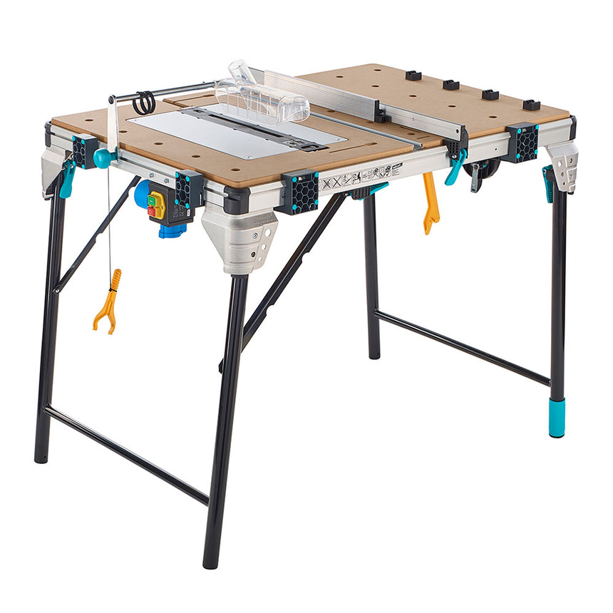 Banc de lucru multifucntional pentru unelte electrice Wolfcraft Mastercut 2600, functie compatibil cu fierastrau circular, fierastrau pendular, statie lucru, masina de frezat