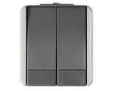 Intrerupator Dublu Tem Fontana Ip44 Gri, Montaj Aplicat