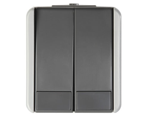 Intrerupator Dublu Tem Fontana Ip44 Gri, Montaj Aplicat
