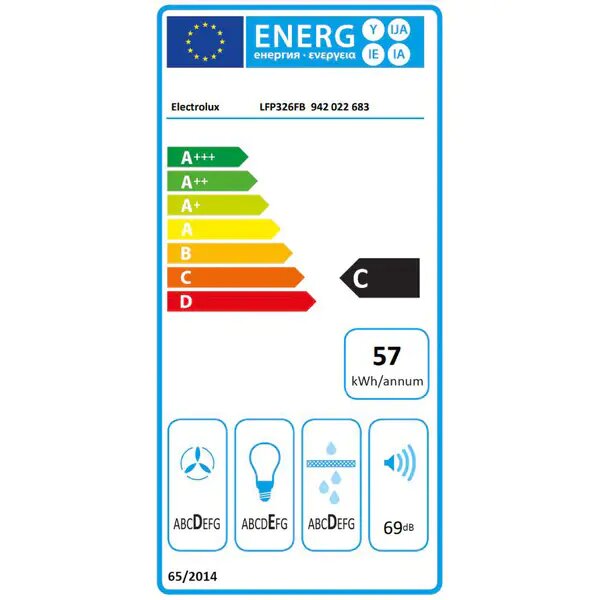 Hota telescopica, Electrolux LFP326FB, 60 cm, iluminare LED, clasa energetica C, negru