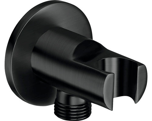 Cot racord cu suport dus Round 1/2" brushed titanium black