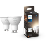 Pachet 2 becuri LED inteligente Philips Hue, Bluetooth, Zigbee, GU10, 5.2W (57W), 400 lm, lumina alba (2700K), clasa energetica F