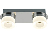 Aplica cu LED integrat Azimech 2x6,5W 630 lumeni, pentru baie IP44, crom/alb