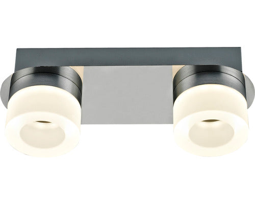 Aplica cu LED integrat Azimech 2x6,5W 630 lumeni, pentru baie IP44, crom/alb