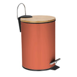 Cos metal de gunoi cu pedala, 3 litri, cu capac bambus natural, galeata detasabila, Frandis, caramiziu model Terracotta P354365