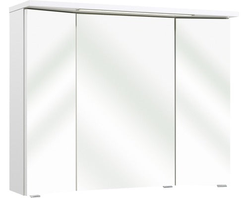 Dulap baie cu oglinda PELIPAL Enna I, 3 usi, iluminare LED, PAL, 72x90 cm, alb lucios, IP 44