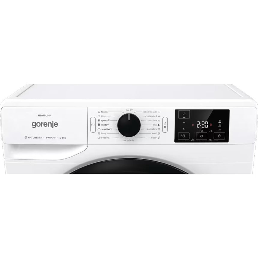Uscator de Rufe GORENJE D2NE82/GN, Pompa de Caldura, 8 kg, 16 Programe, Clasa A++, Alb