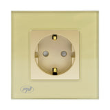 Priza simpla incastrabila PNI WP101G, 16A 3000W, sticla, Auriu
